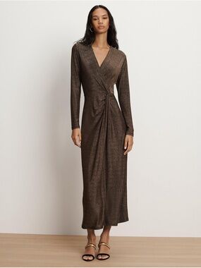 NWT Veronica Beard Neomie Metallic shimmer sparkle gold bronze Midi Dress S